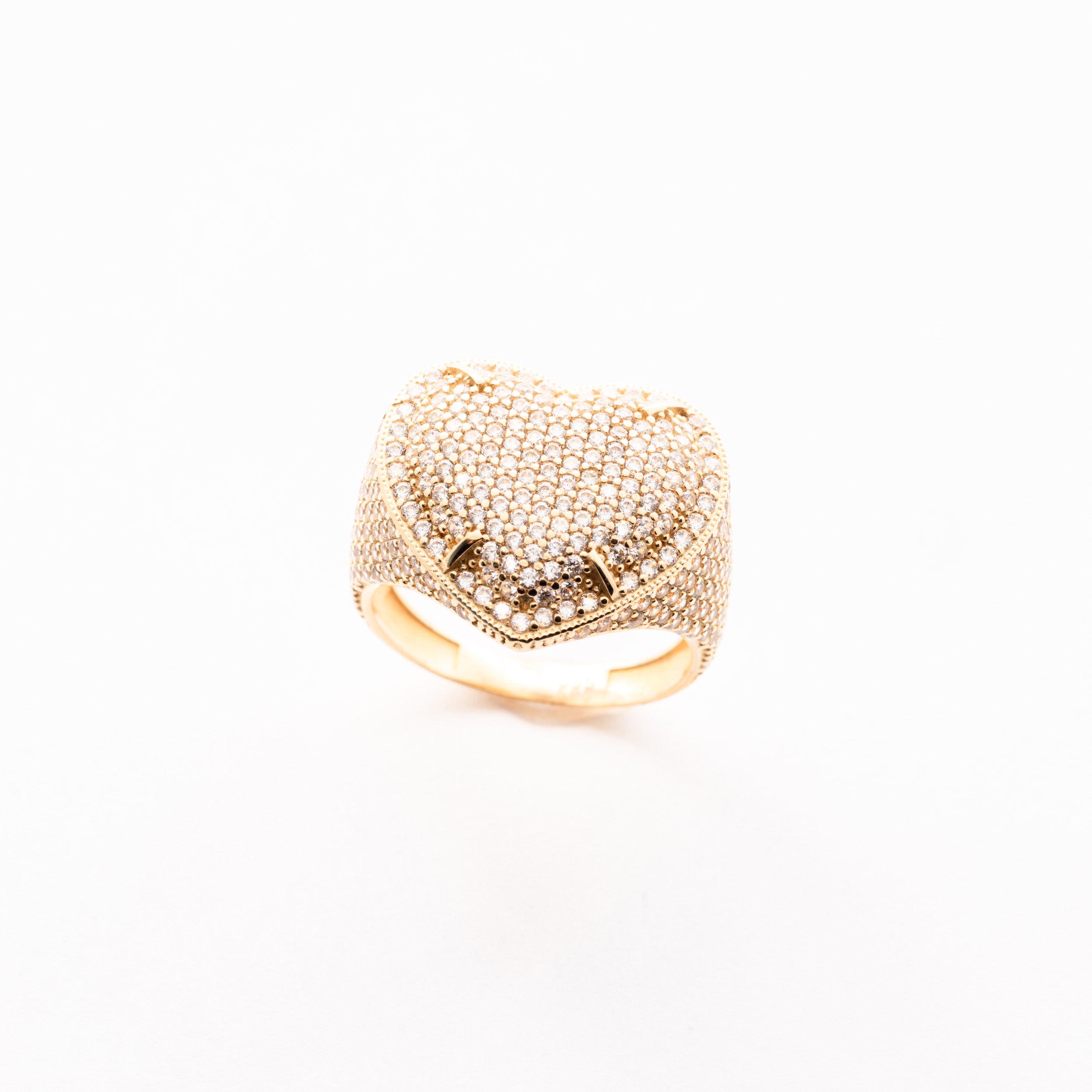 Four Prong Pave Heart Ring