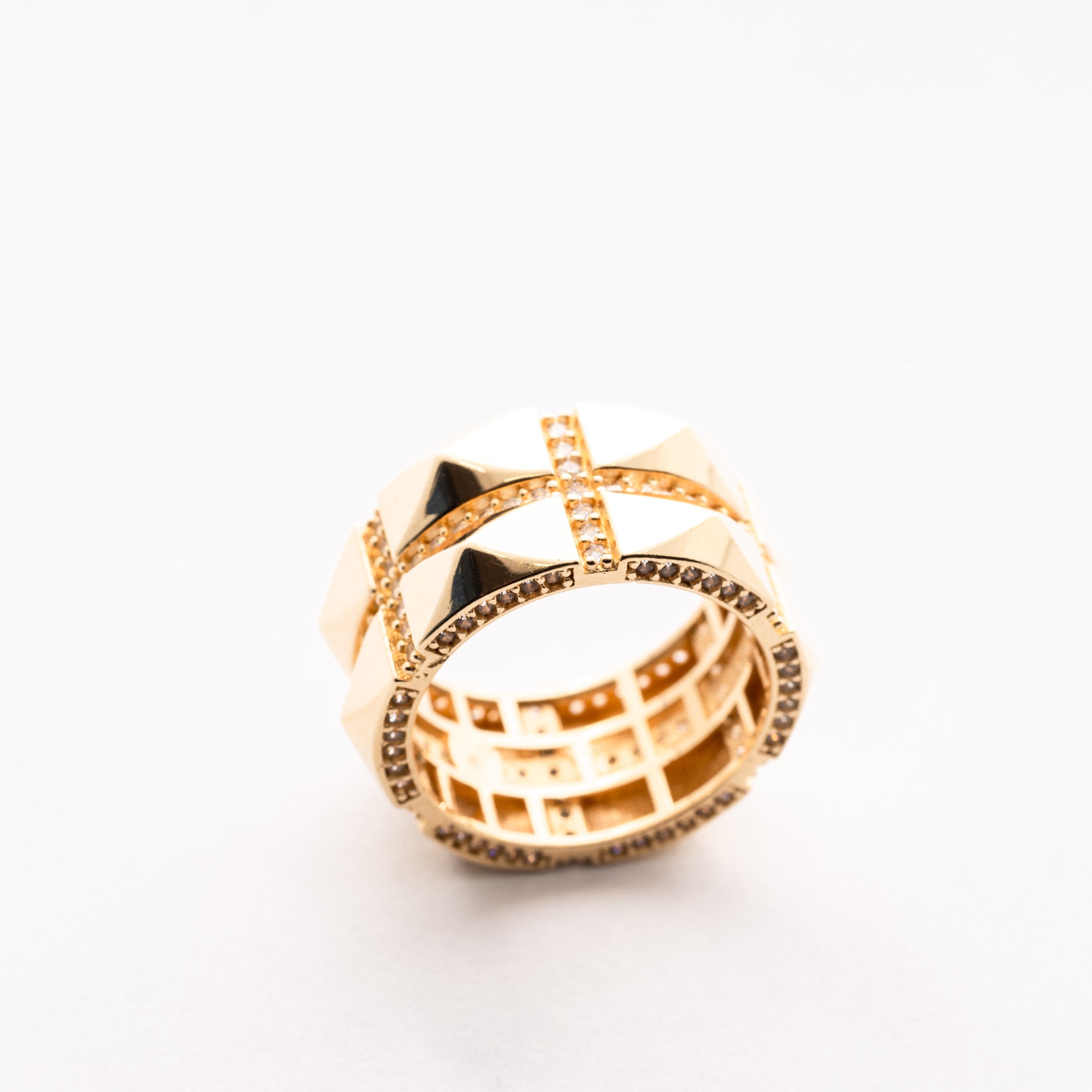 Pyramid-Stud Gold Ring