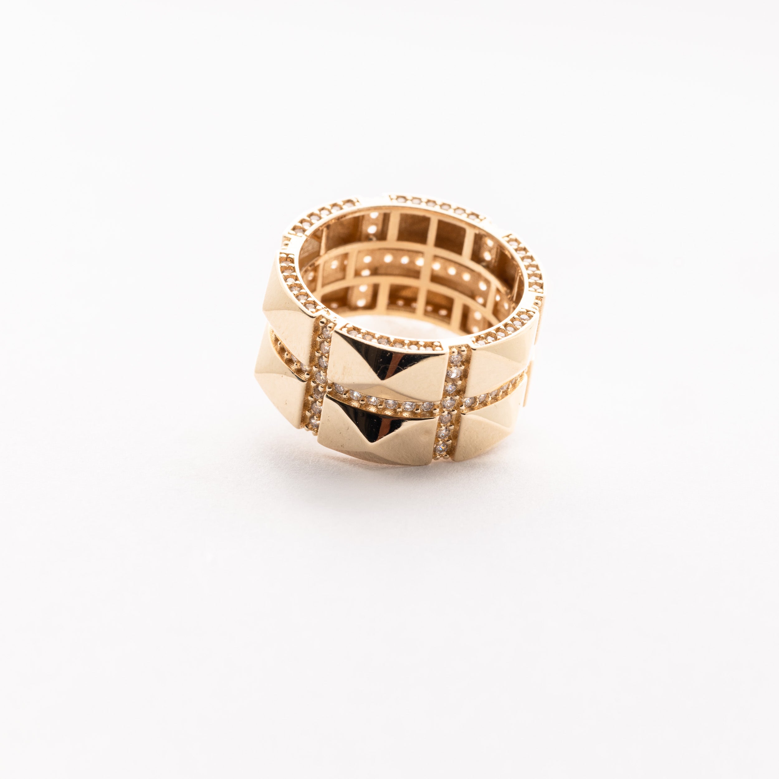 Pyramid-Stud Gold Ring