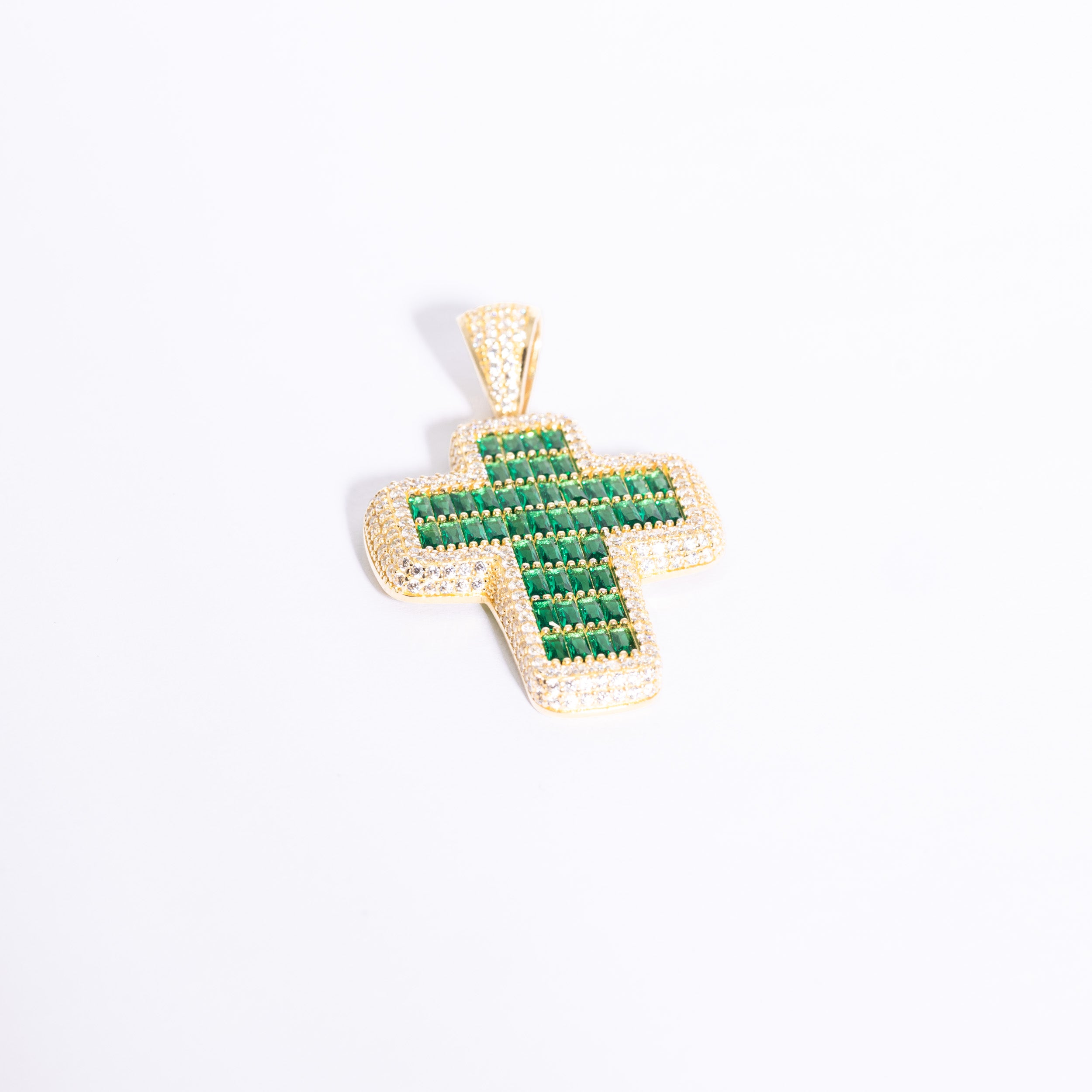 Princess Cut Green Zirconia Cross Pendant
