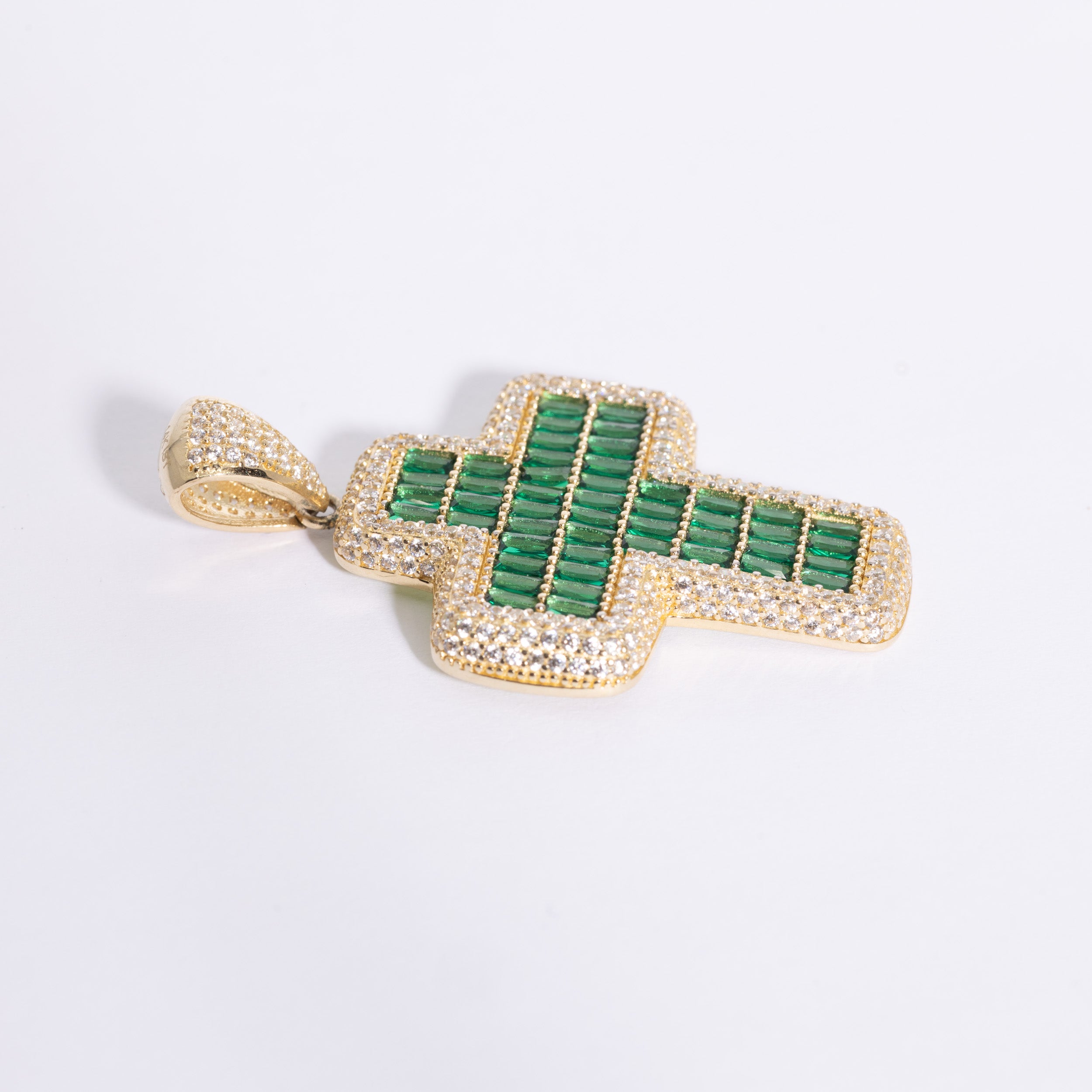 Princess Cut Green Zirconia Cross Pendant