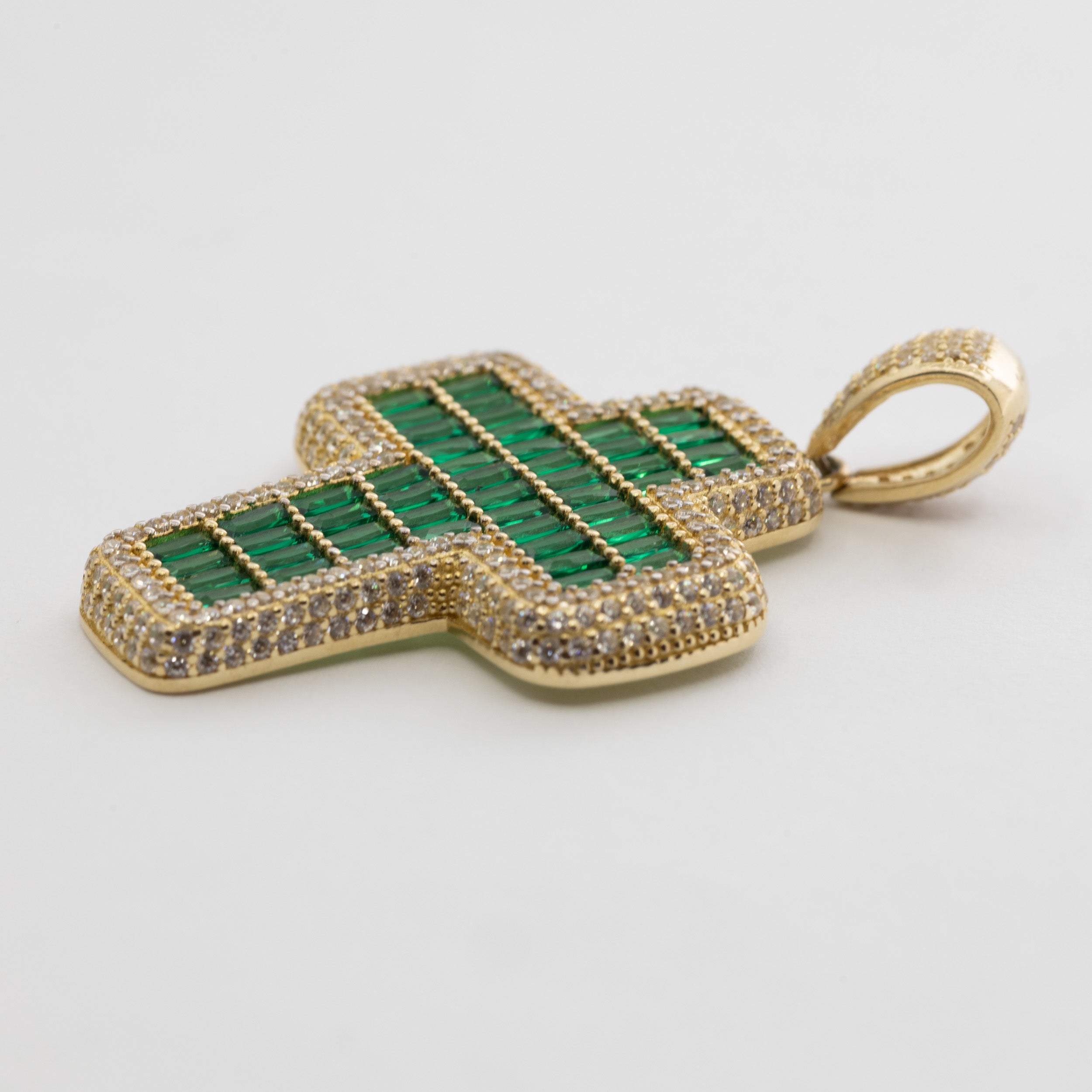 Princess Cut Green Zirconia Cross Pendant