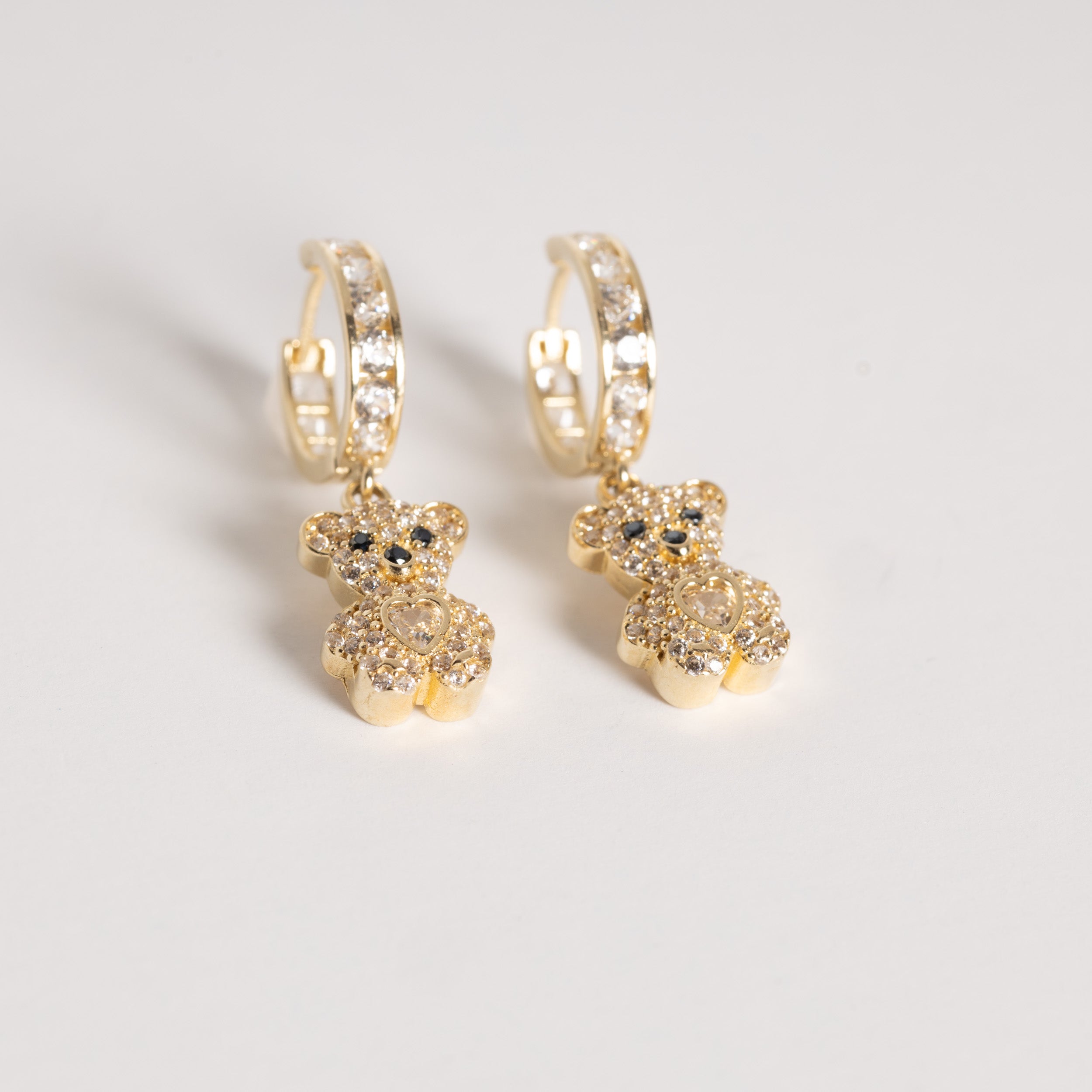 Hanging Bear Huggie Earrings