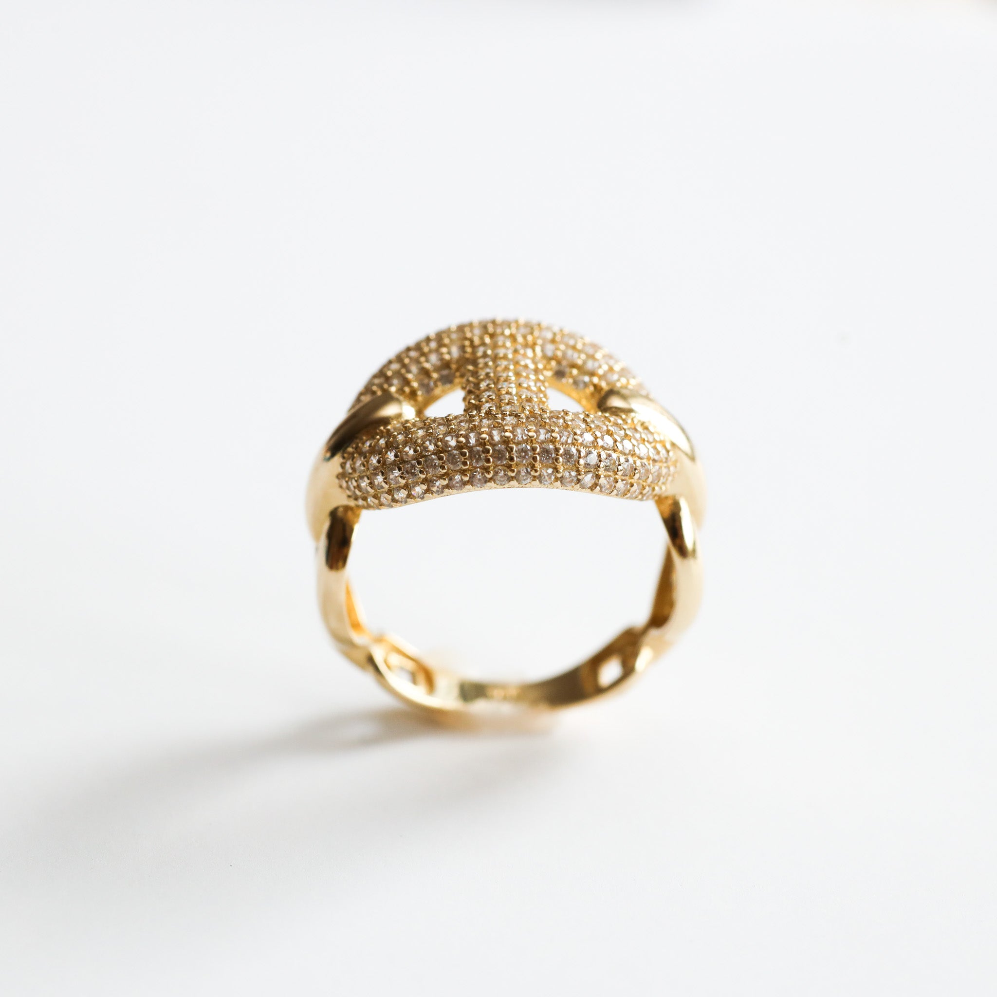 Yellow Gold Pave Mariner CZ Ring