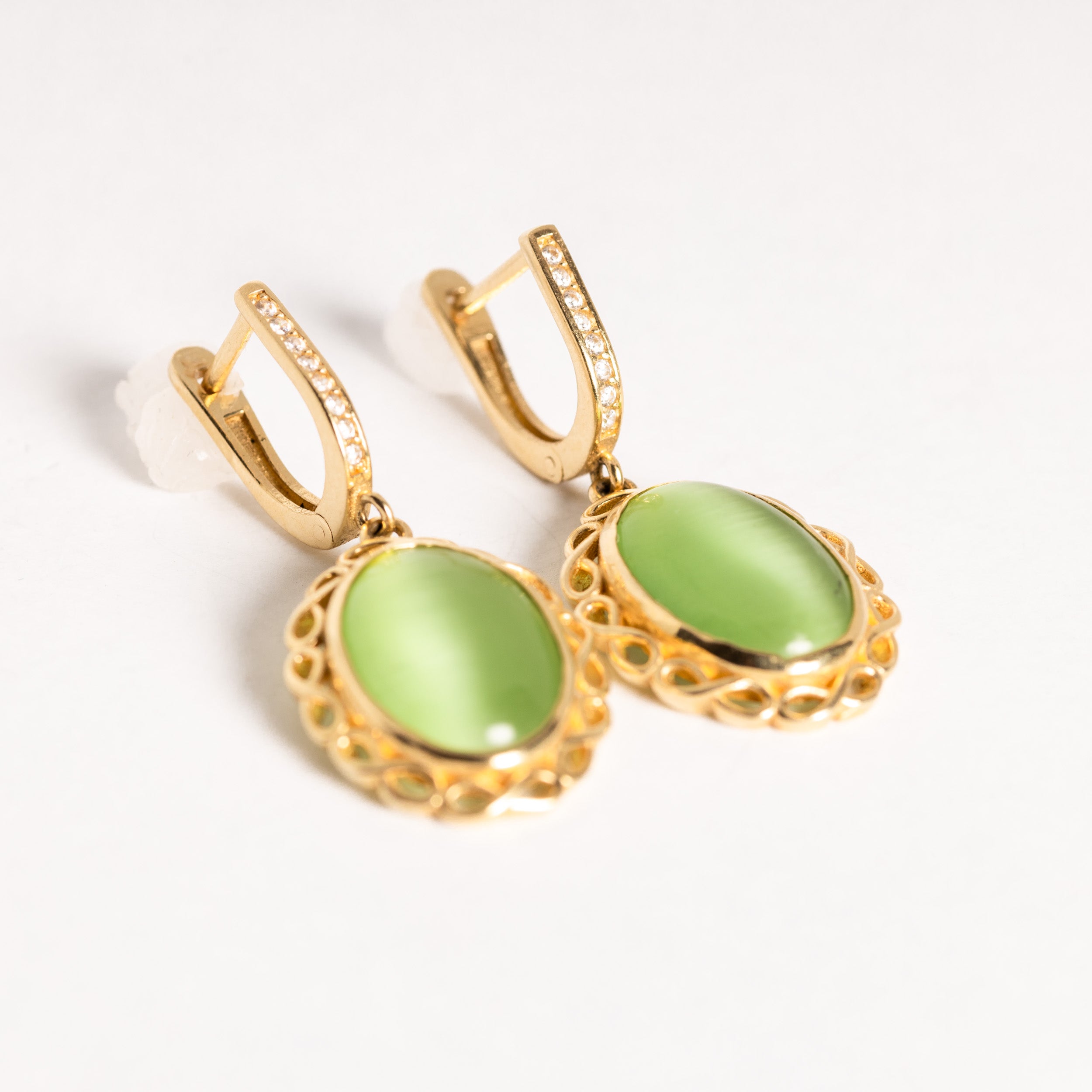 Hanging Oval Stone Earrings
