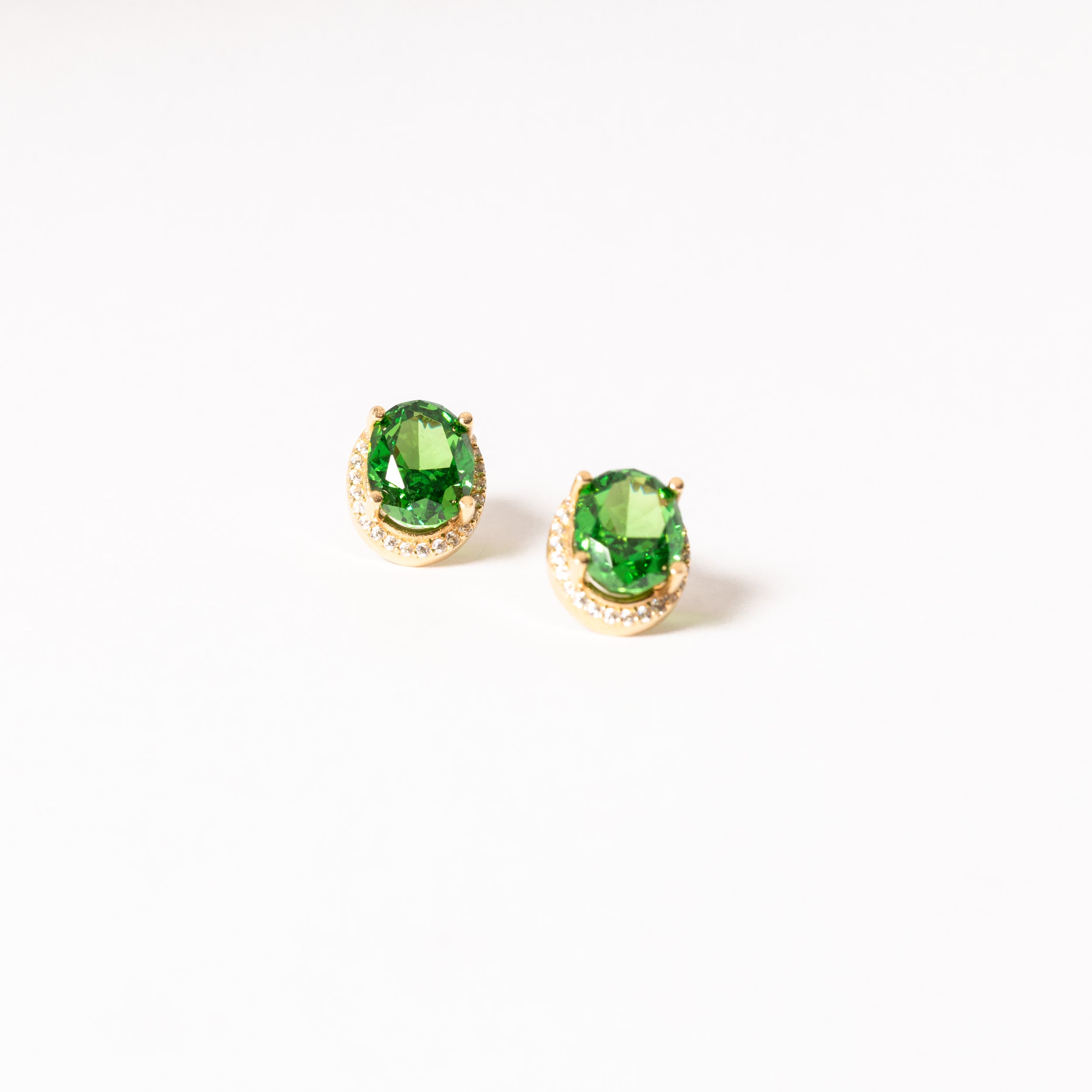 Emerald Oval CZ Studs