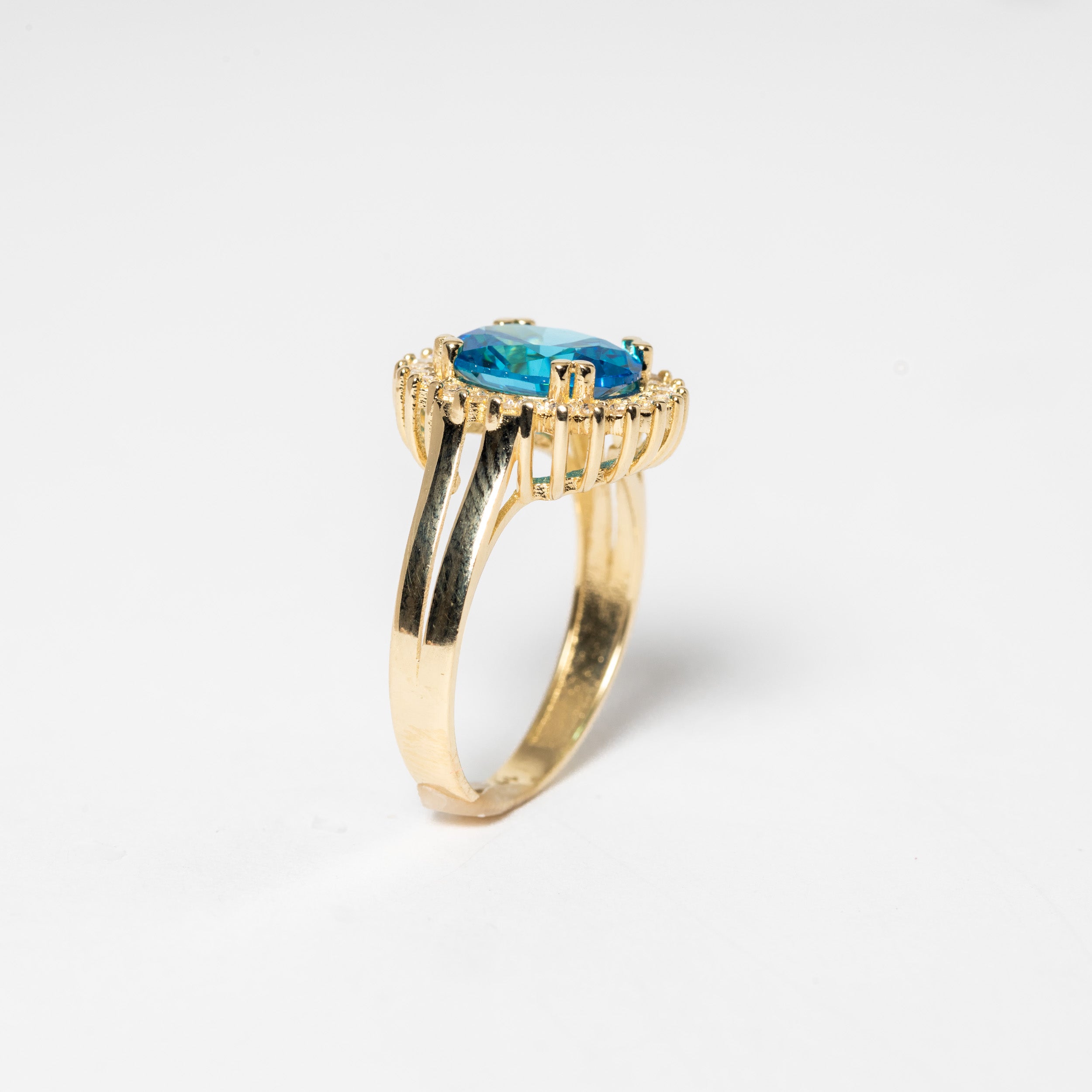 Turquoise and White Stone Cubic Zirconia Ring