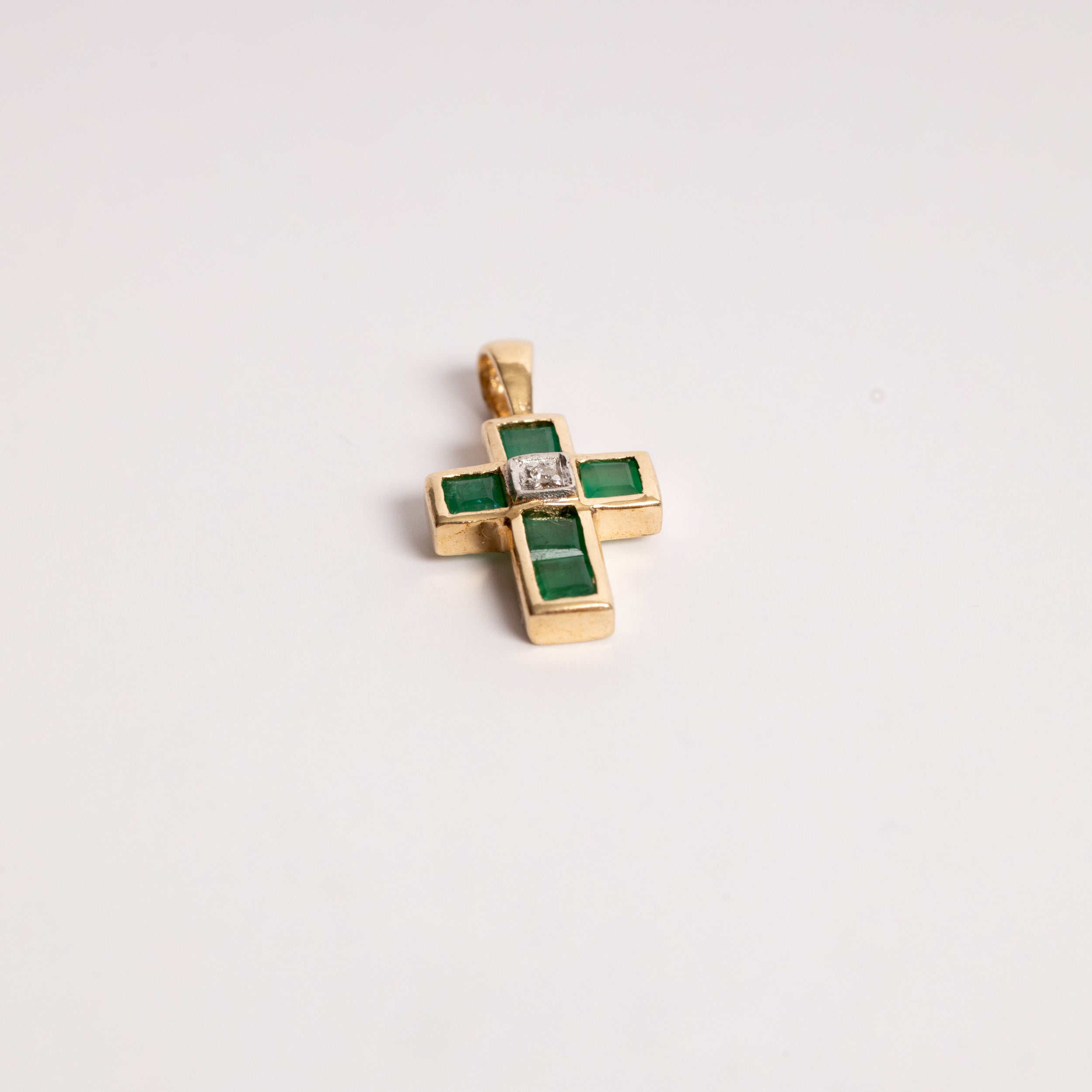 Emerald Cross Charm