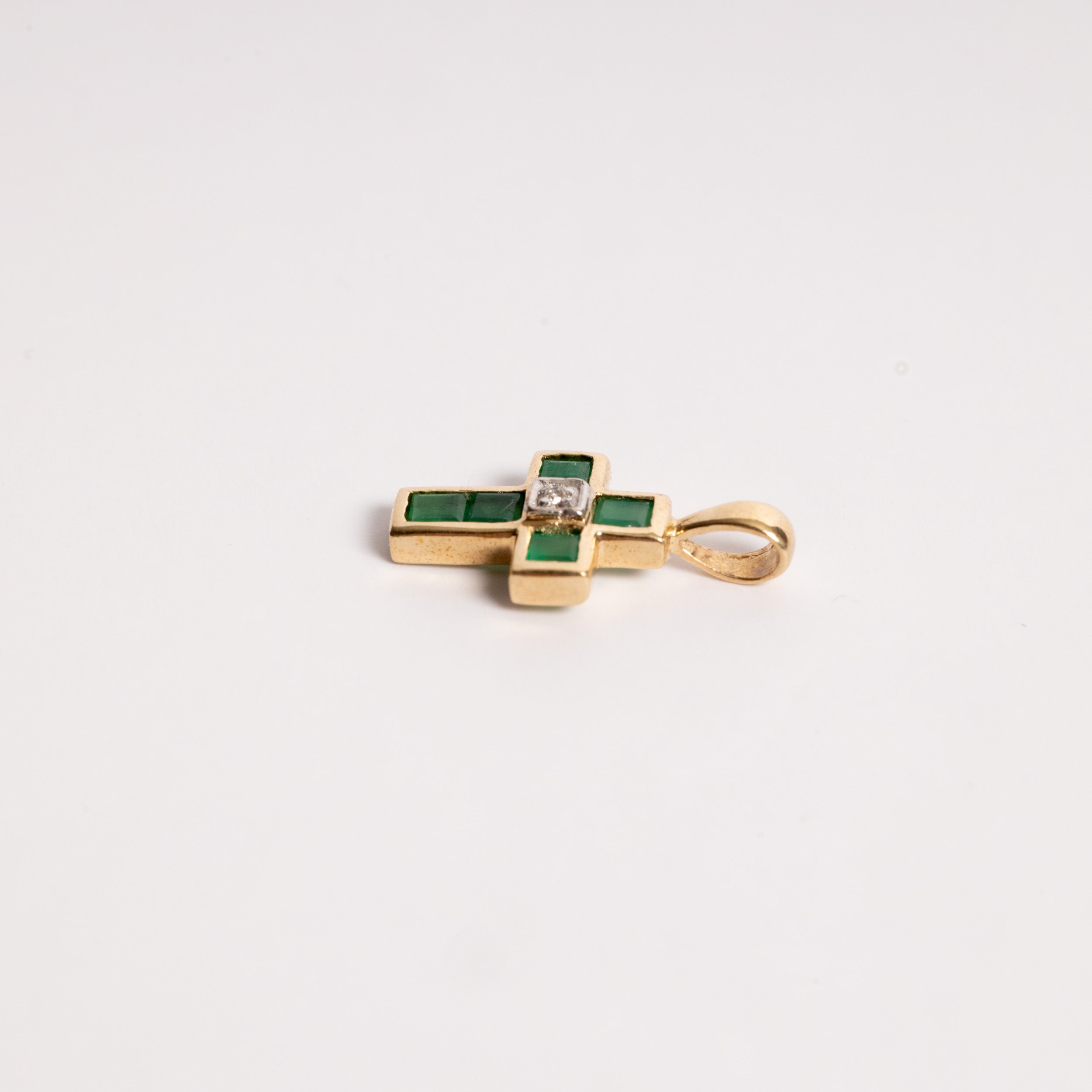 Emerald Cross Charm