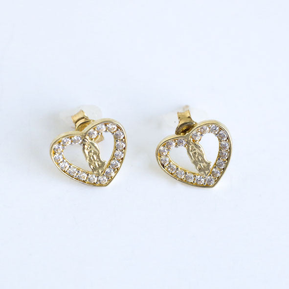 Heart CZ Stud Earrings