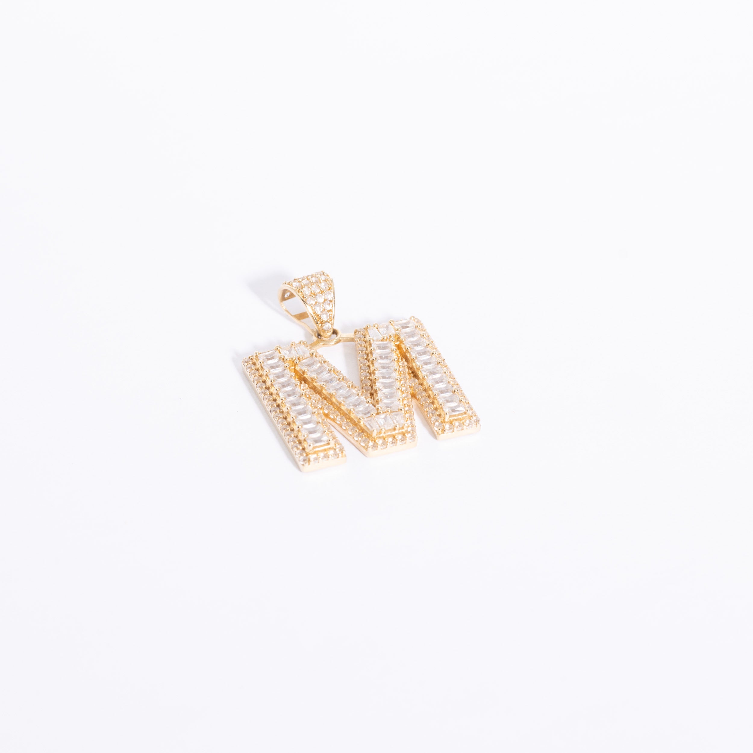 Letter M Baguette Pendant