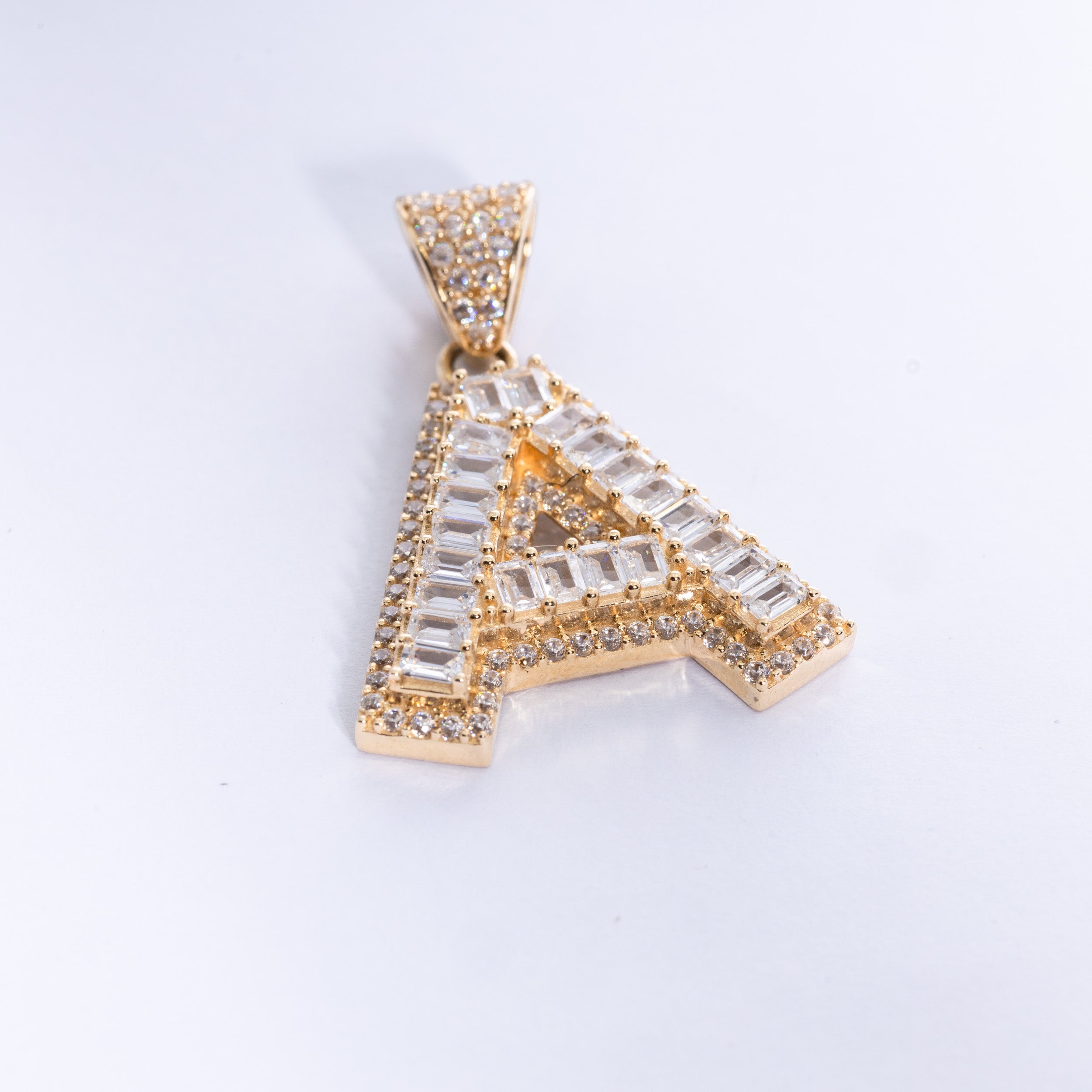 Letter A Baguette Style Pendant