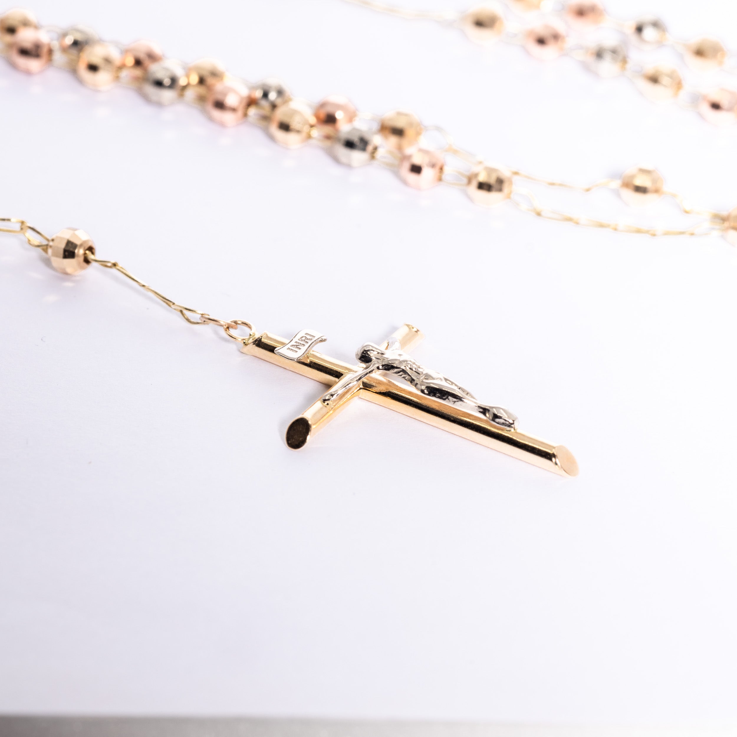 Tri-Color Diamond Cut Rosary