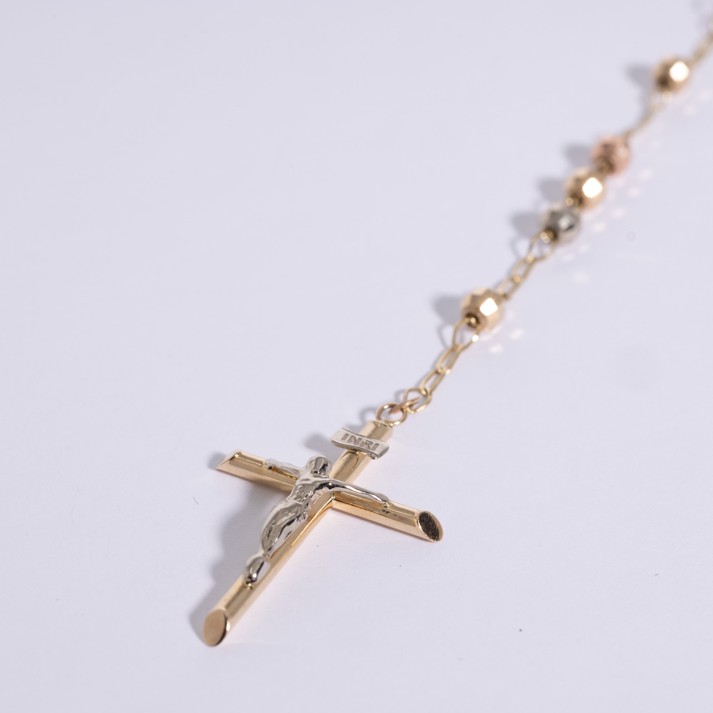 Tri-Color Diamond Cut Rosary
