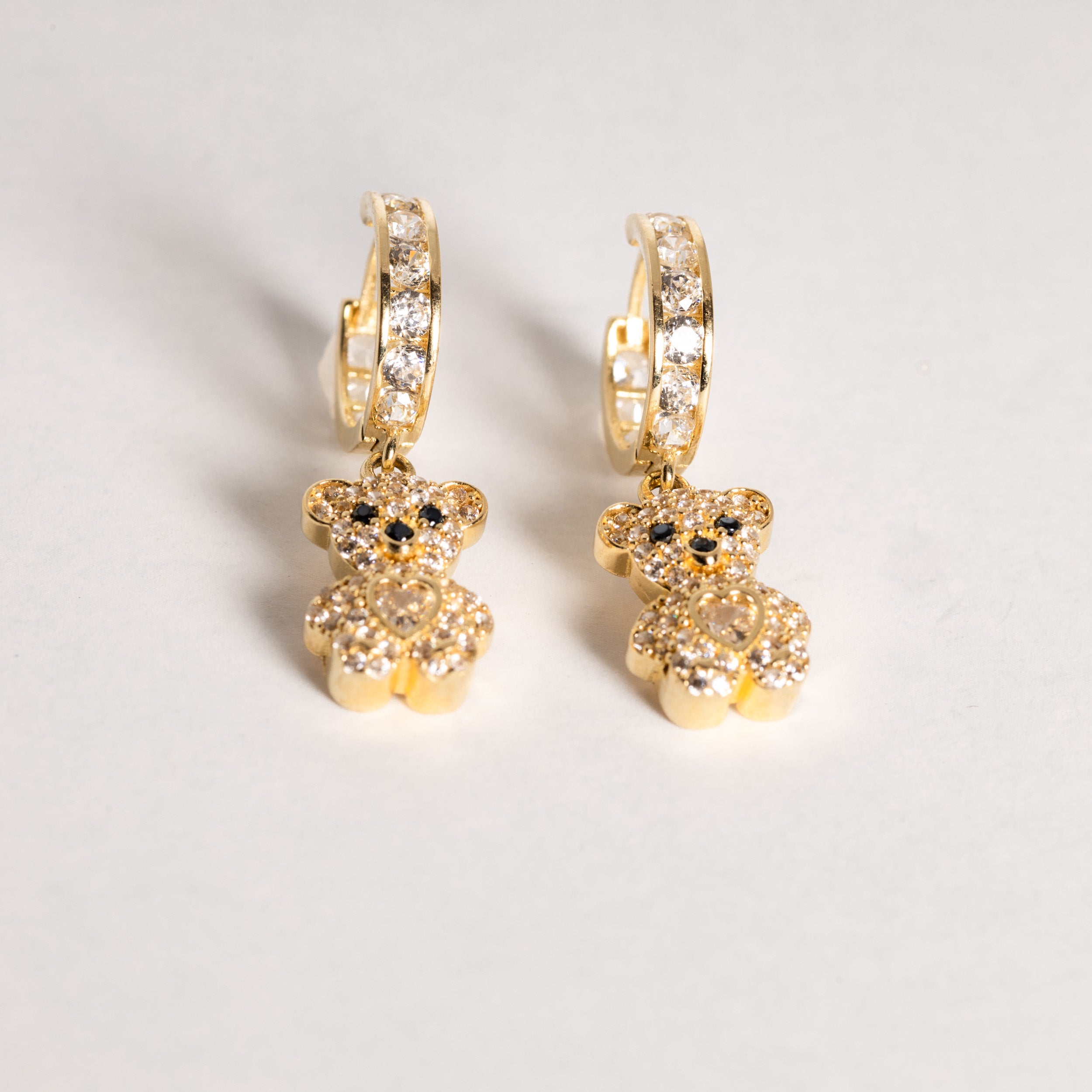 Hanging Bear Huggie Earrings