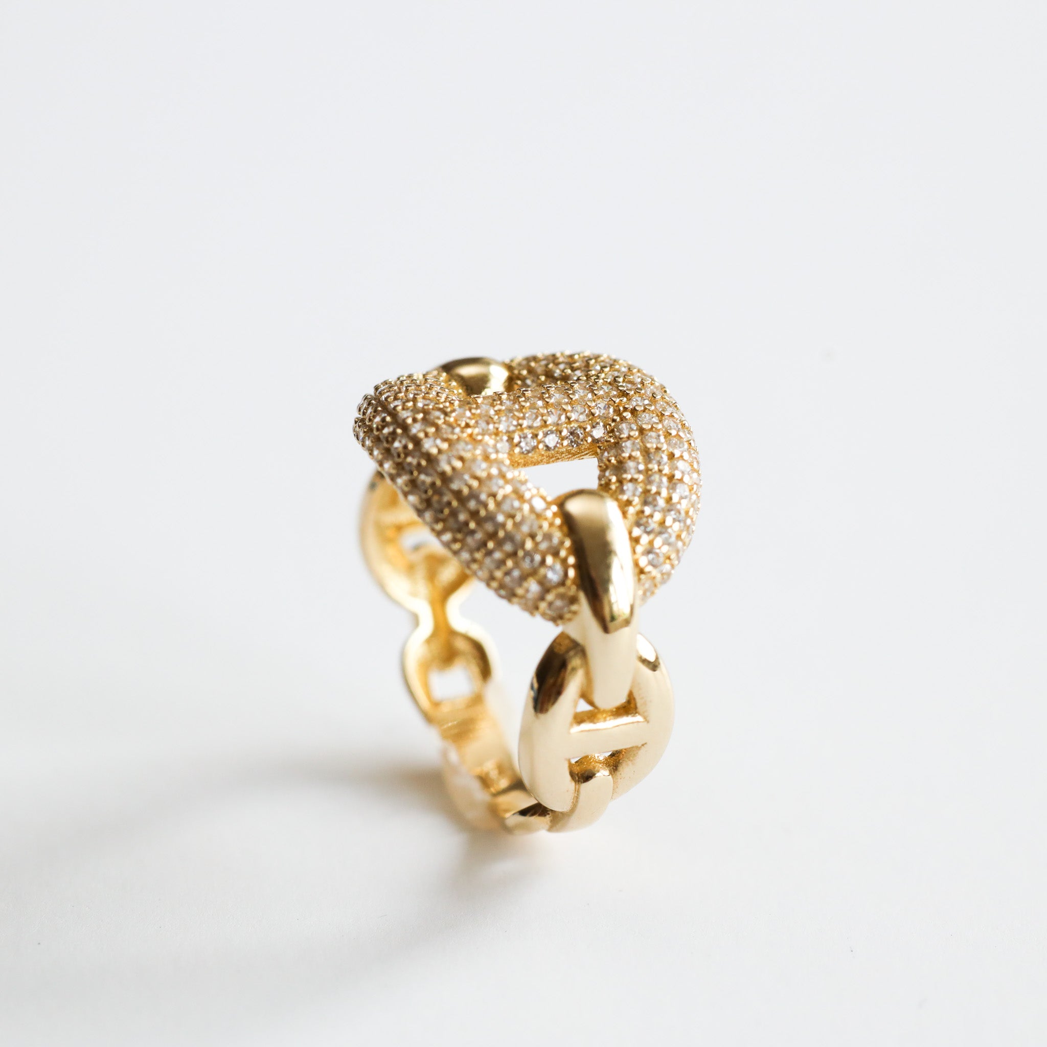 Yellow Gold Pave Mariner CZ Ring