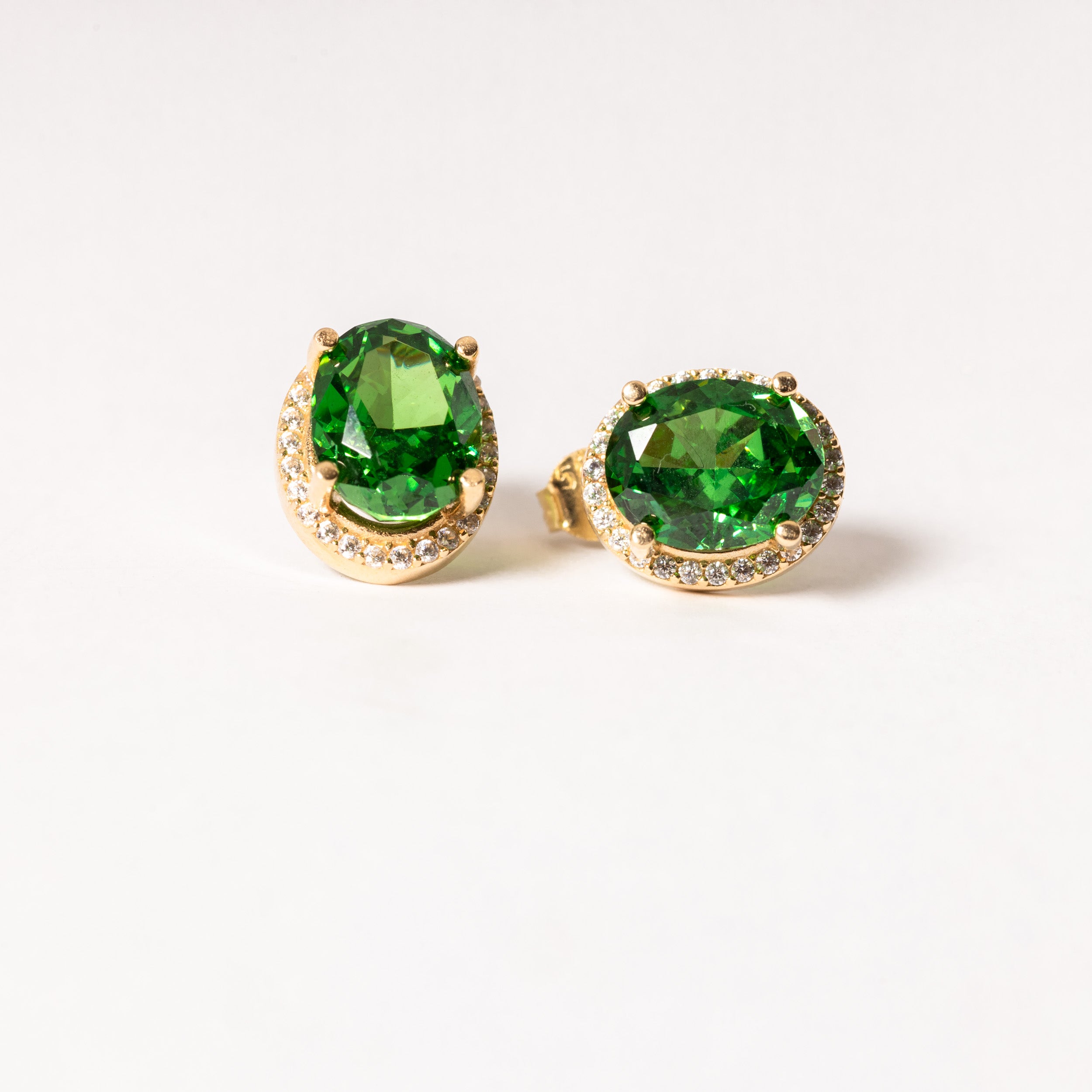 Emerald Oval CZ Studs