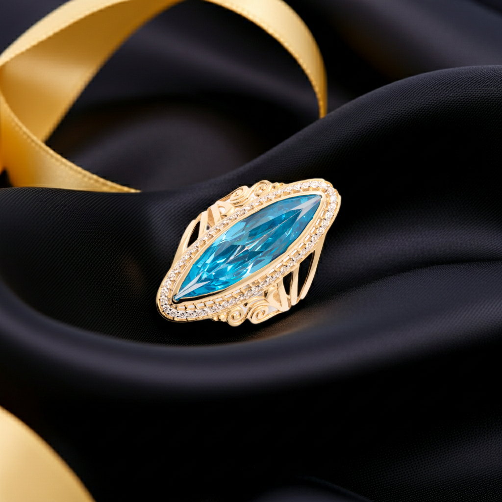 Blue Zirconia Marquise Stone Ring