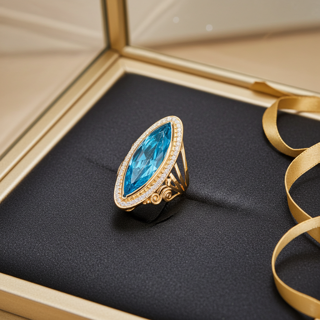 Blue Zirconia Marquise Stone Ring