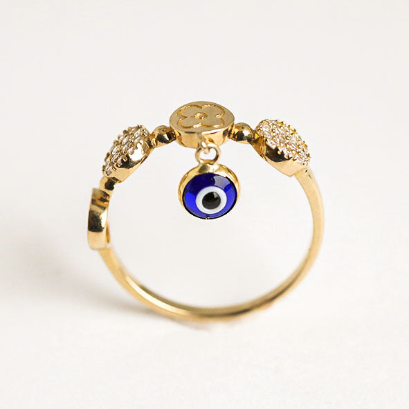 Floral Evil Eye Ring